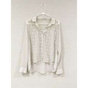 Abercrombie & Fitch White Lace Button Down Shirt